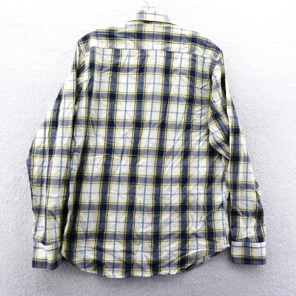 Banana Republic Button Up Shirt Mens Medium Slim Yellow Plaid Cotton Button Down